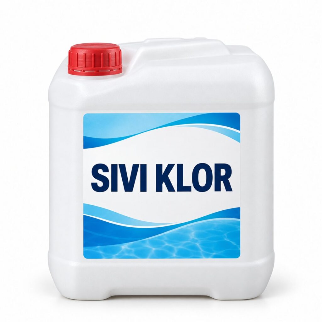 Sıvı klor (sodyum hipoklorit) havuz dezenfektanı bidonu